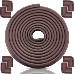Bestore edge corner protector on a wood table corner with soft foam cushioning for safety.