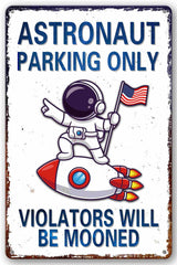 Bestylez Astronaut Parking Sign—8x12 wall decor for a boys' space room