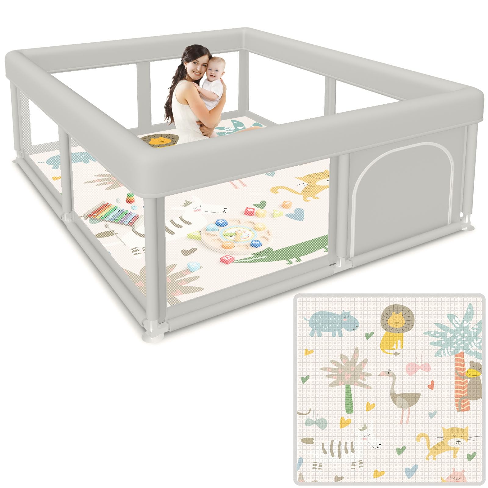 Besuhot Baby Playpen 50x50 inch assembly enables quick setup for safer indoor play.