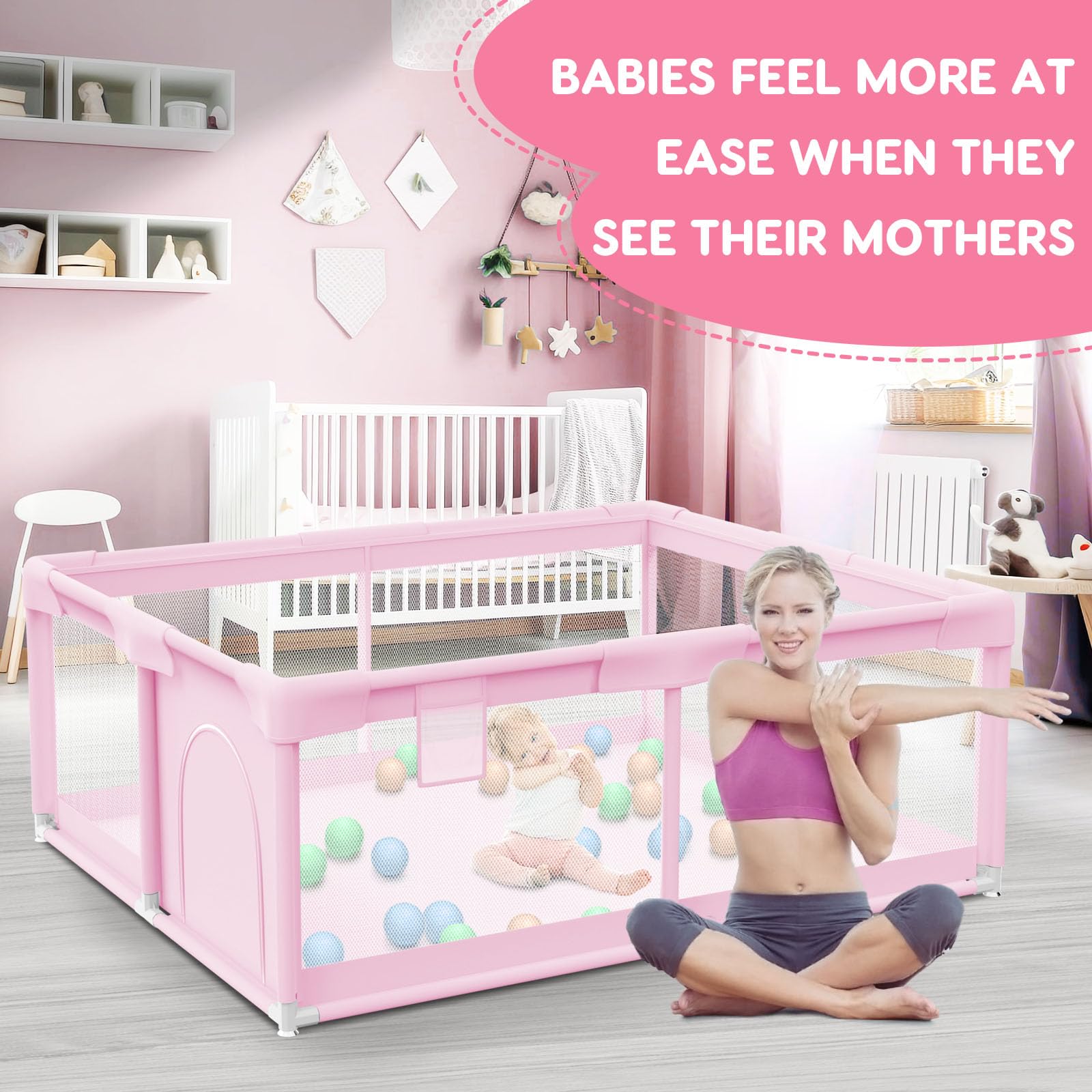 Besuhot pink playpen assembly demonstration for quick setup