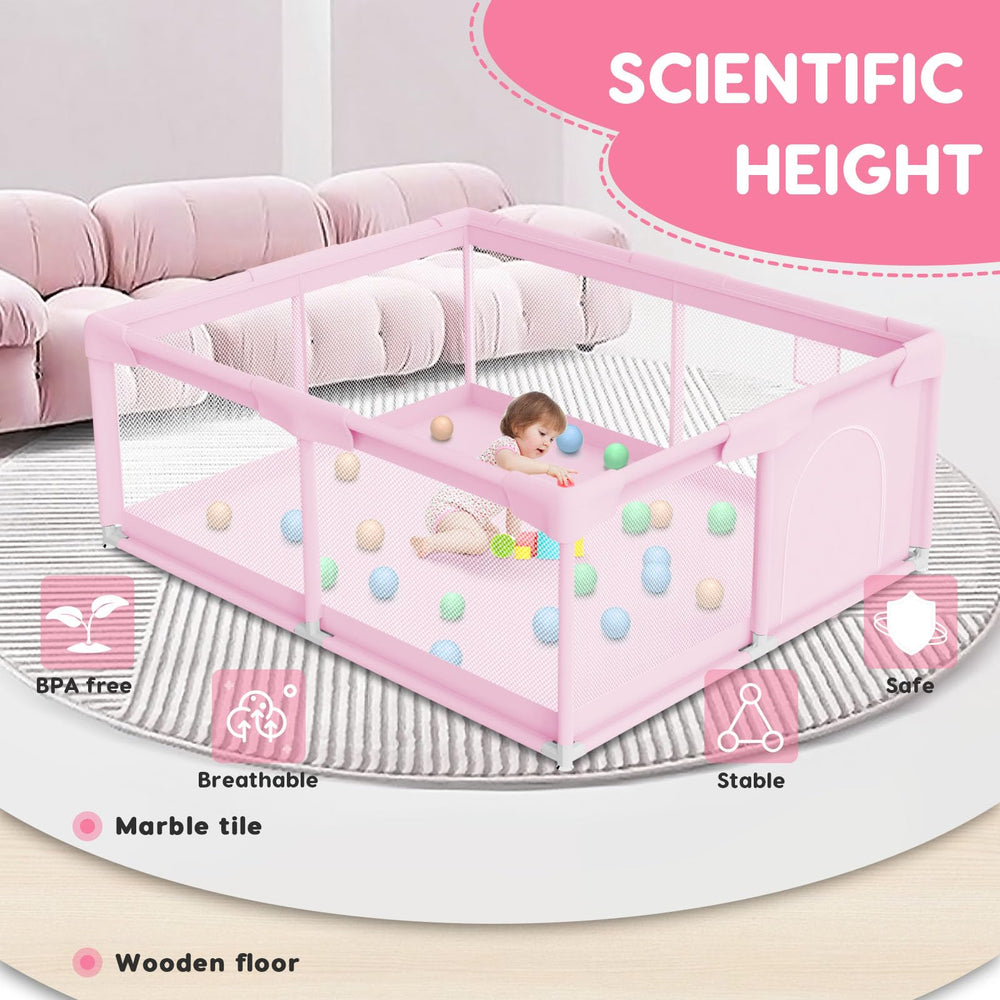 Besuhot pink playpen close-up of durable Oxford cloth
