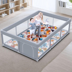 Besuhot baby playpen with 74x50 setup showing wide space for safe indoor play