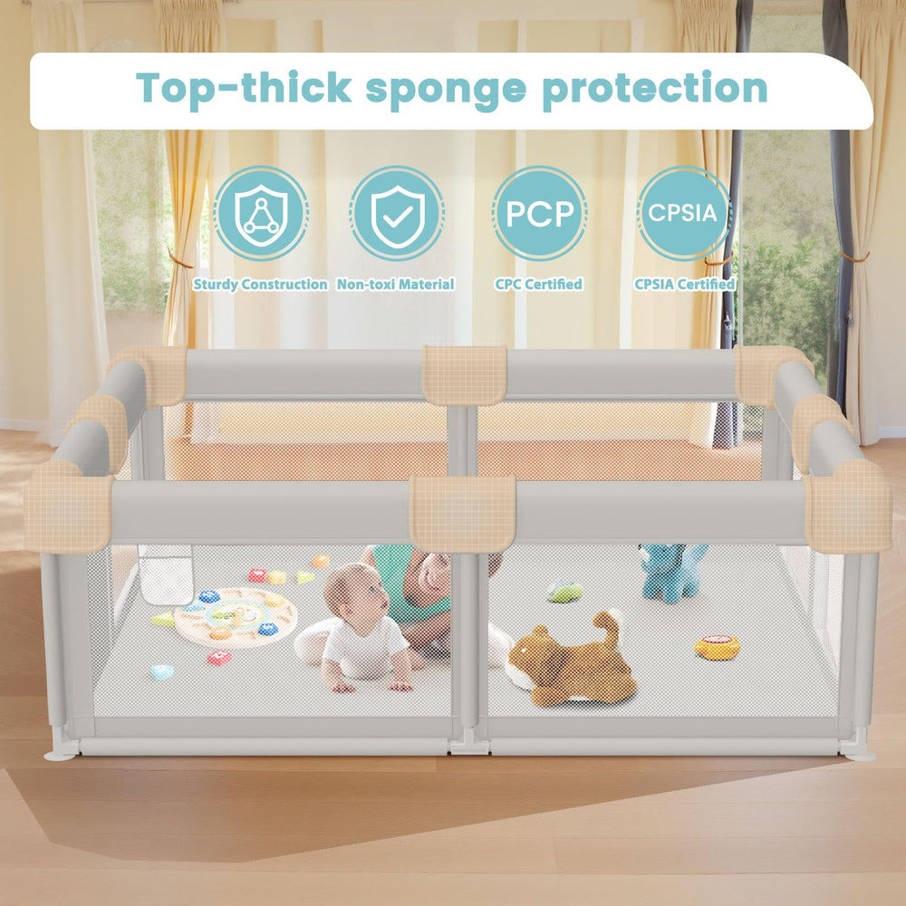 Besuhot indoor outdoor playpen works anywhere.