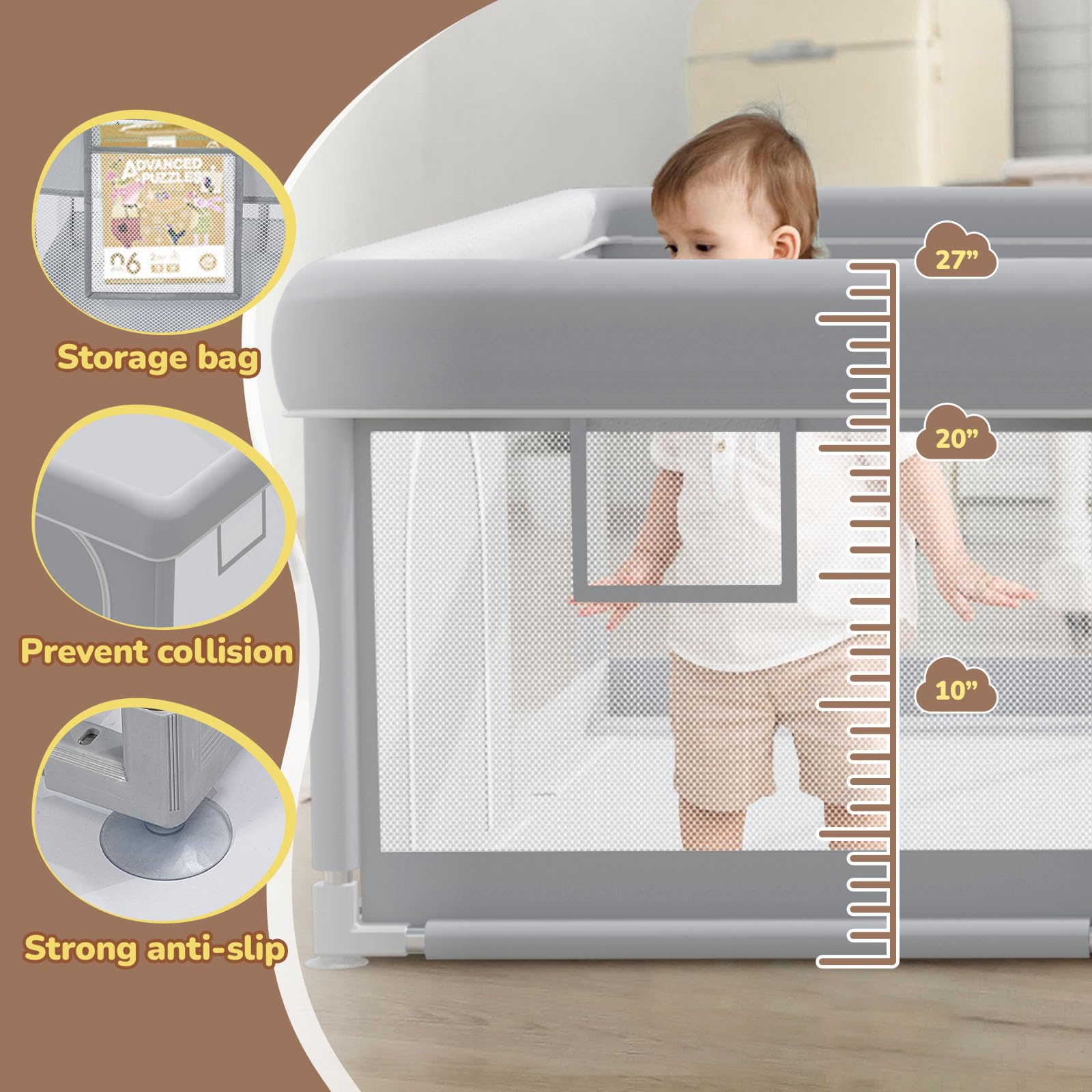 Besuhot base suction cups enhance stability on smooth floors.