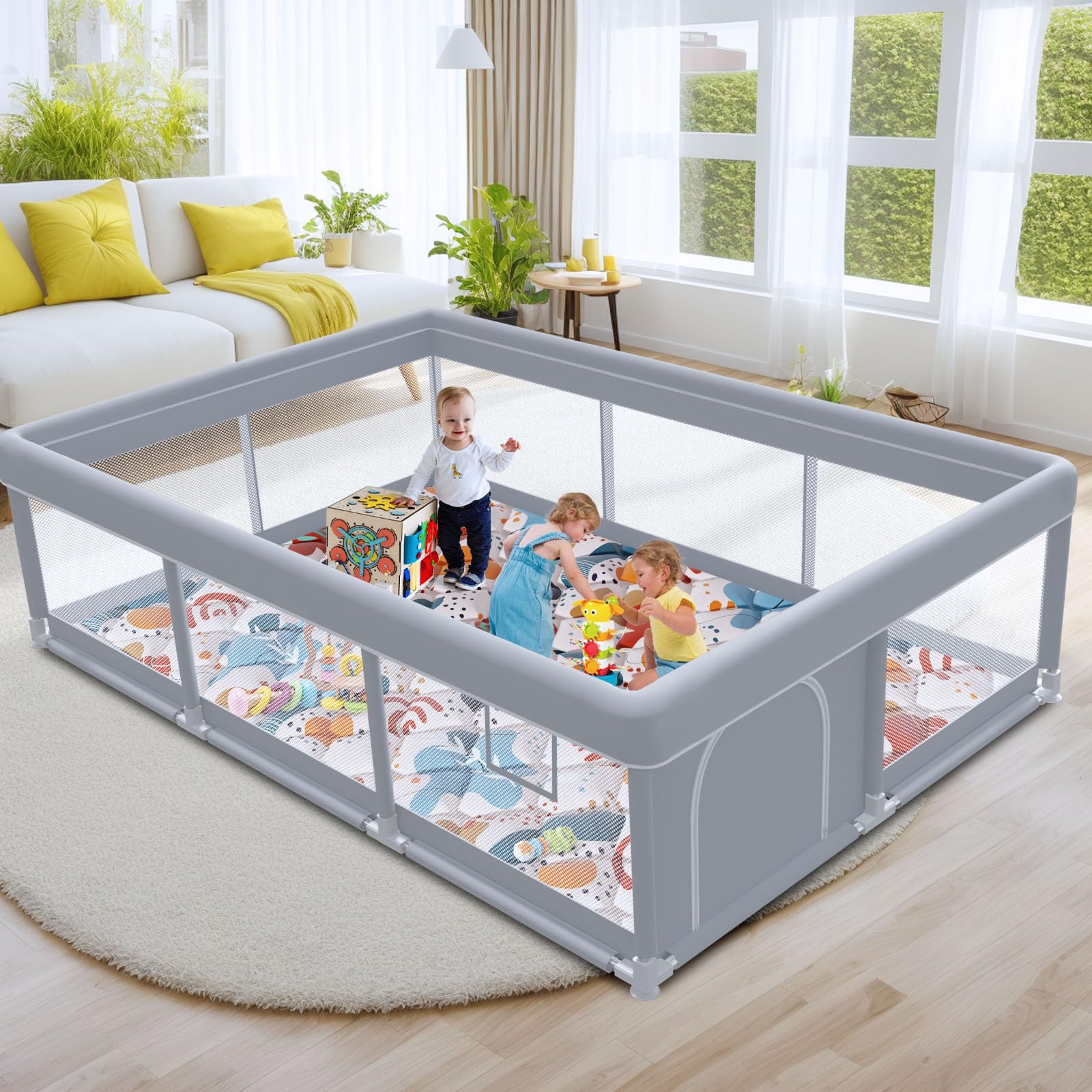 Besuhot playpen zipper door for easy baby entry and parent interaction