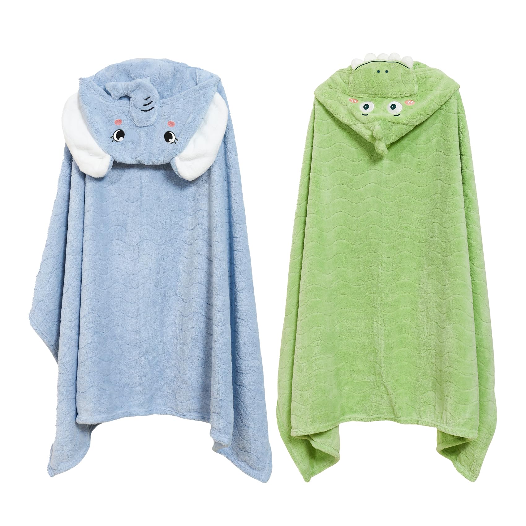 BesVIP green toddler hooded towel front view for cozy post-bath drying.