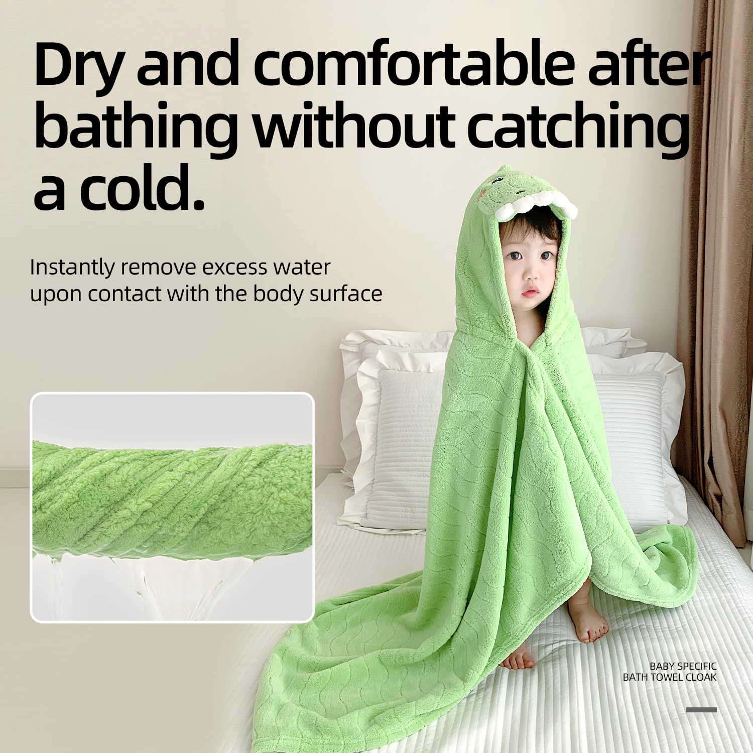 BesVIP hooded towel with secure snaps stays in place during activity