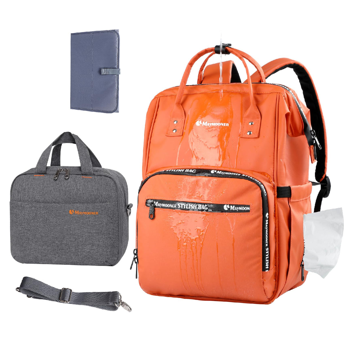 BesyPro diaper bag backpack front view showing roomy compartments for quick access