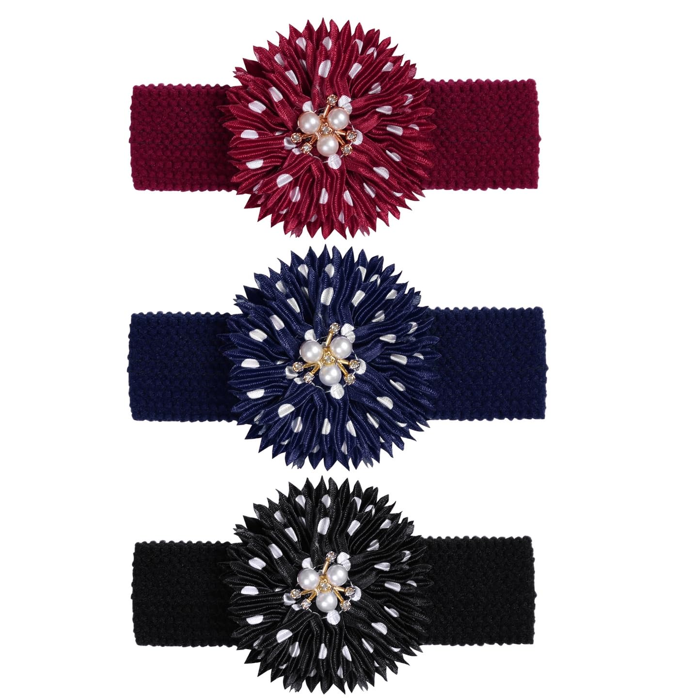 BESZANA burgundy flower headband gently holds fine hair for everyday wear.