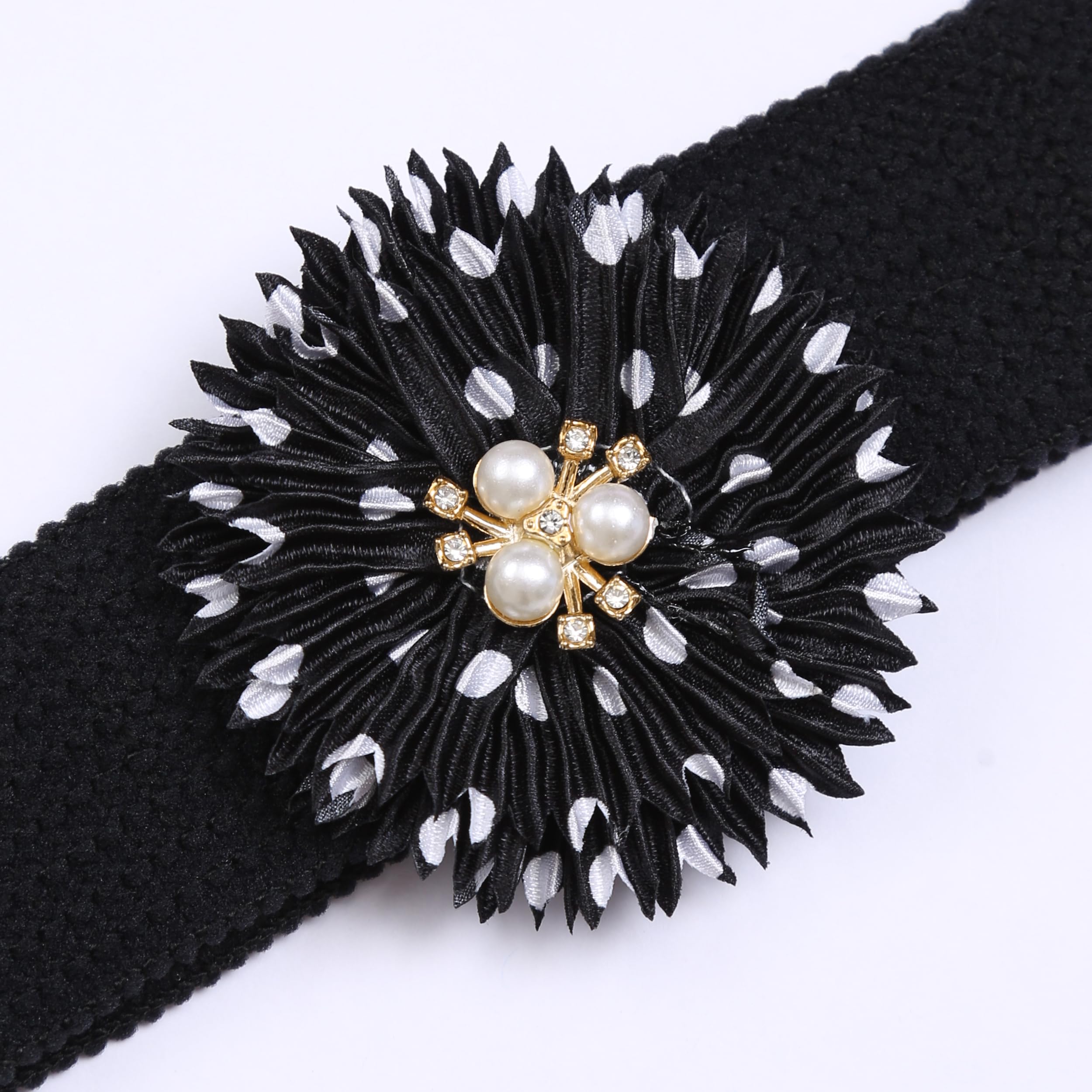 BESZANA navy flower headband brightens outfits for photos and daily wear.