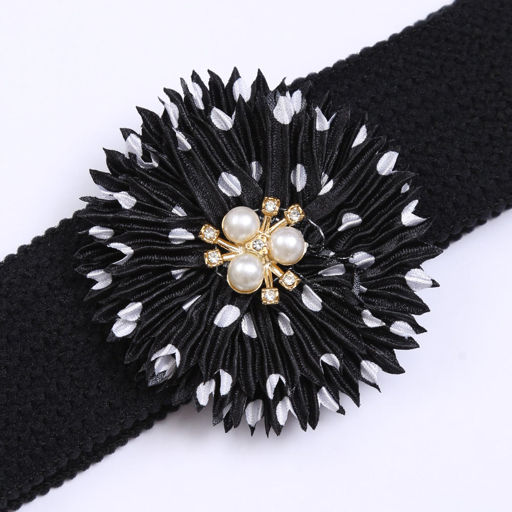 BESZANA navy flower headband brightens outfits for photos and daily wear.