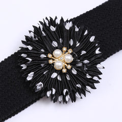 BESZANA navy flower headband brightens outfits for photos and daily wear.