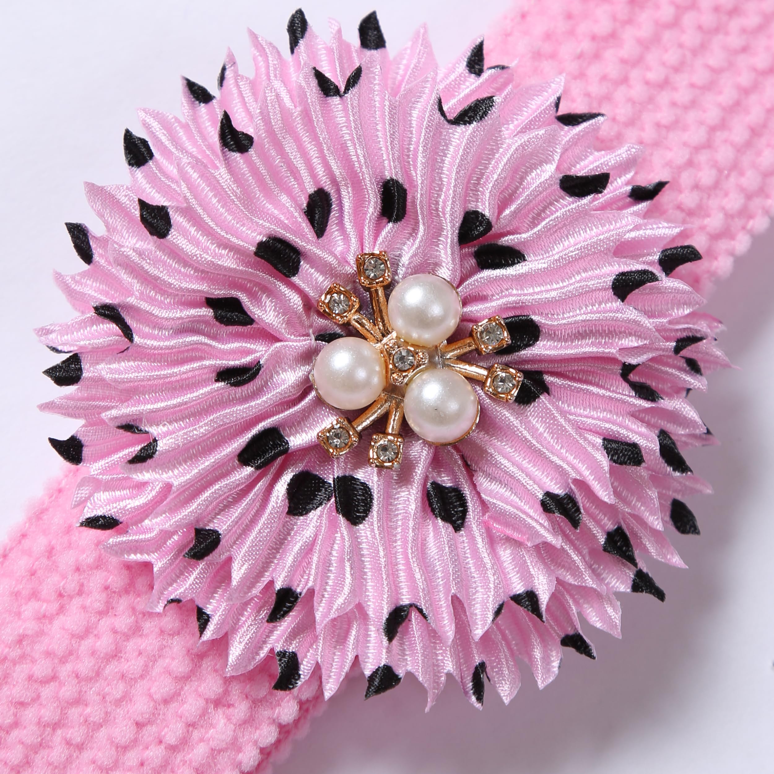 BESZANA headbands with pink flower; gentle hold for tiny hair.