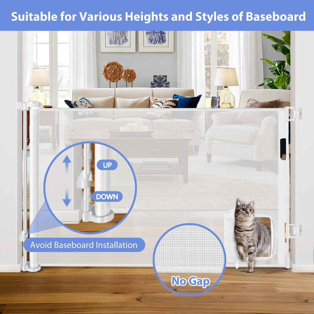 BETERTEK baseboard-adjustable gate protects baseboards during installation.