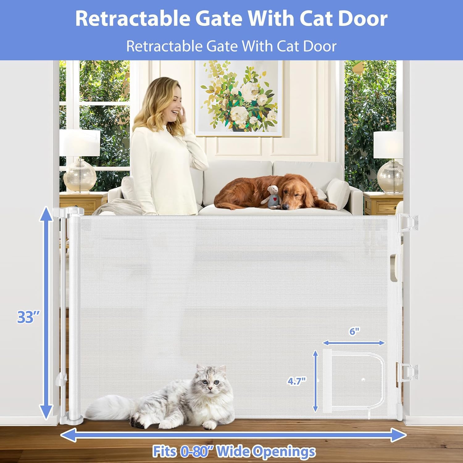 BETERTEK cat door gate enables pet access while keeping babies safe.