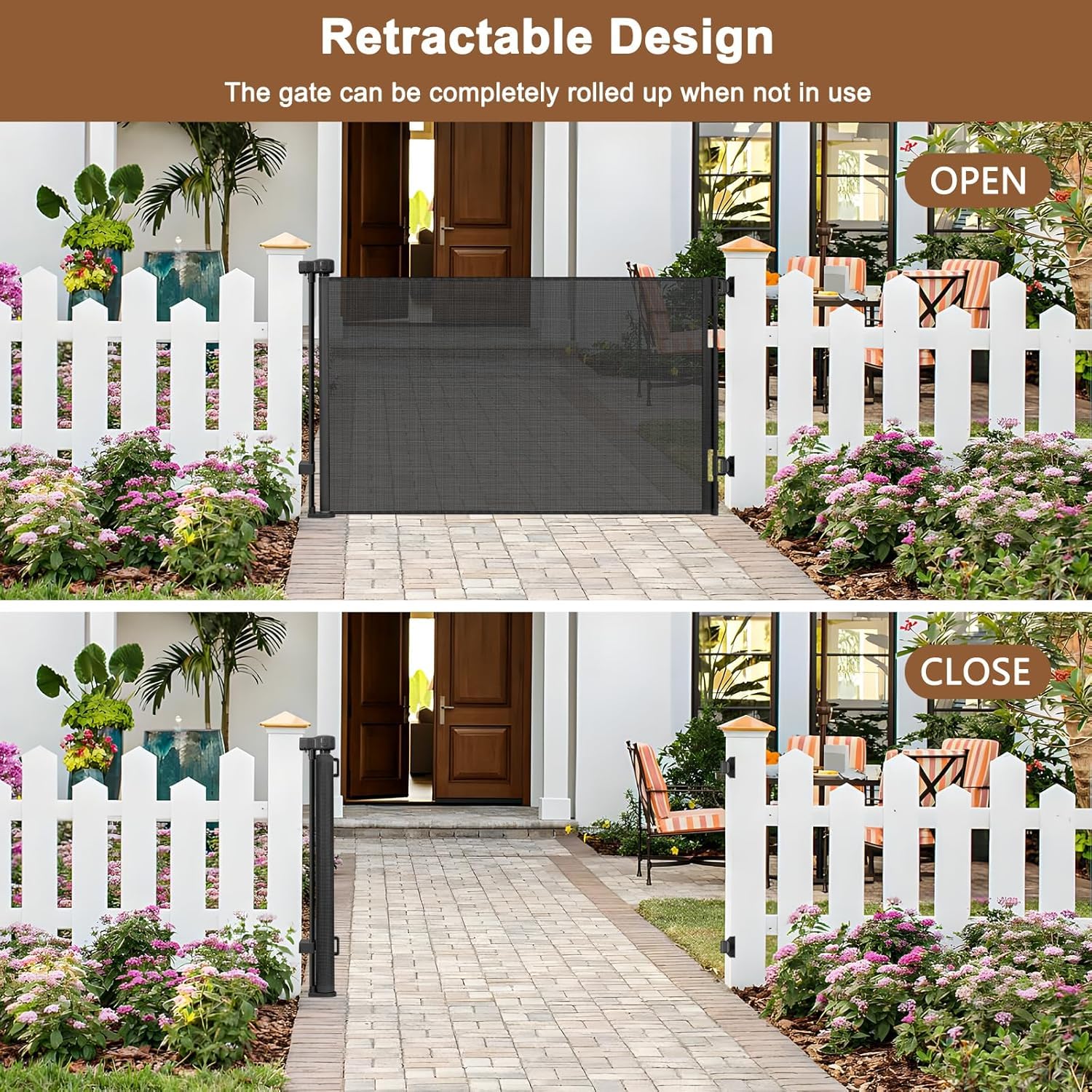 BETERTEK retractable gate rolled up neatly for compact storage.