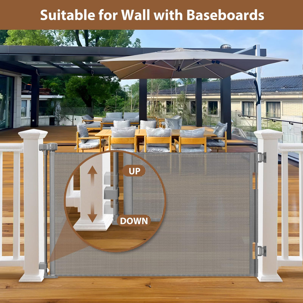 BETERTEK retractable gate rolled up for compact outdoor storage