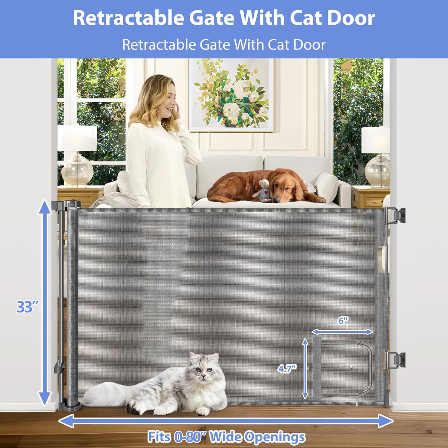 BETERTEK gate with cat door access in use for pets without unlocking the whole gate