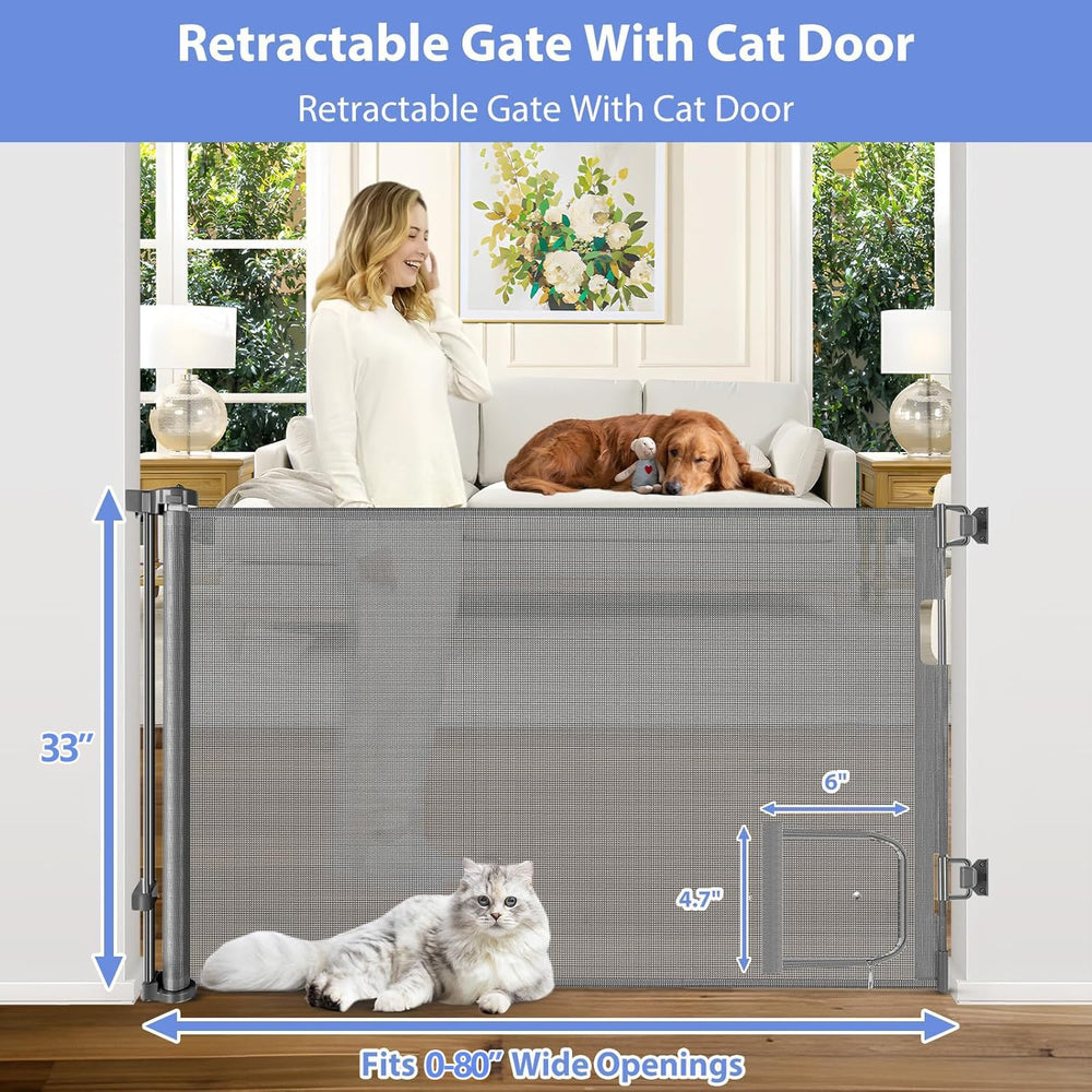 BETERTEK gate with cat door access in use for pets without unlocking the whole gate