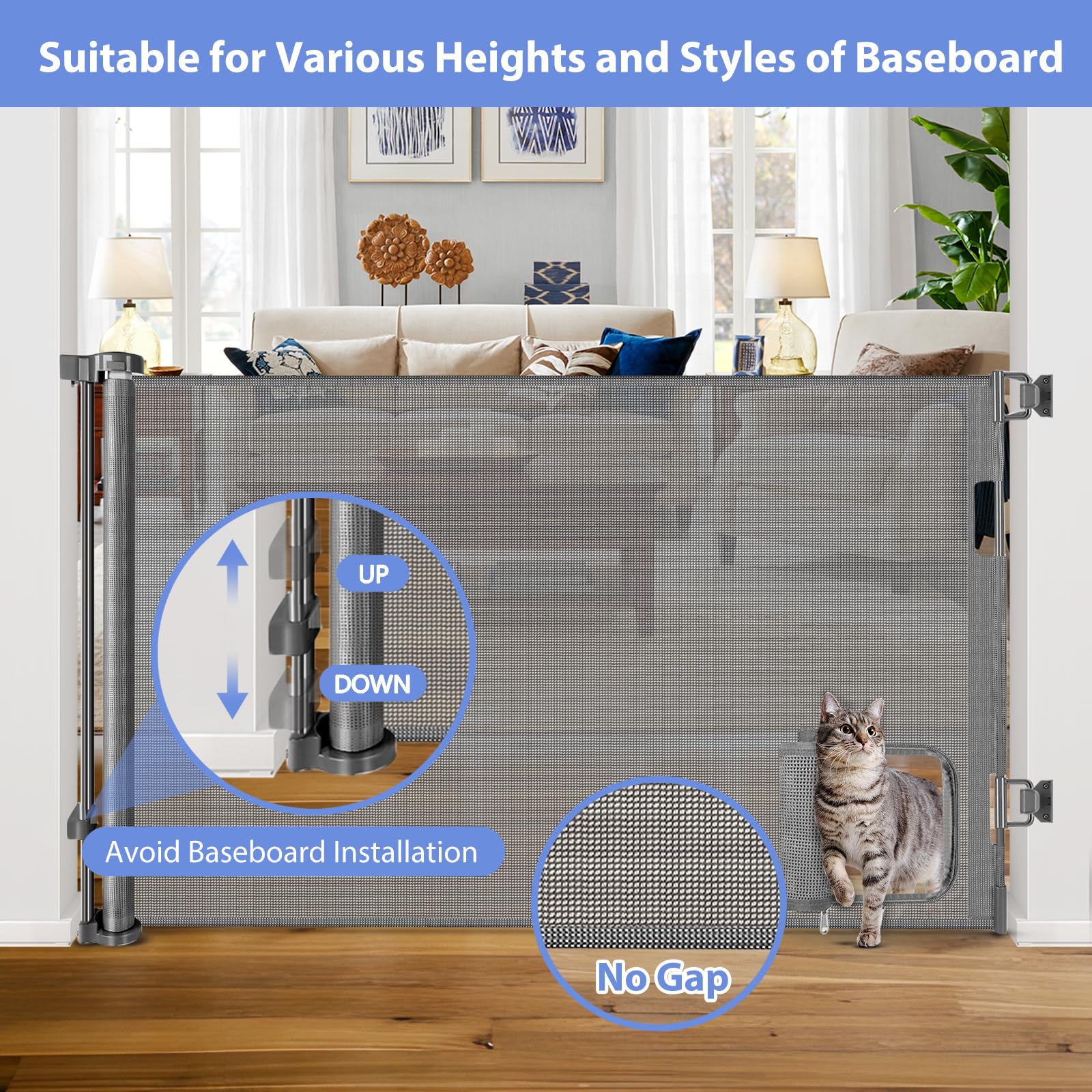 BETERTEK scratch-resistant mesh gate protecting children and pets during daily use