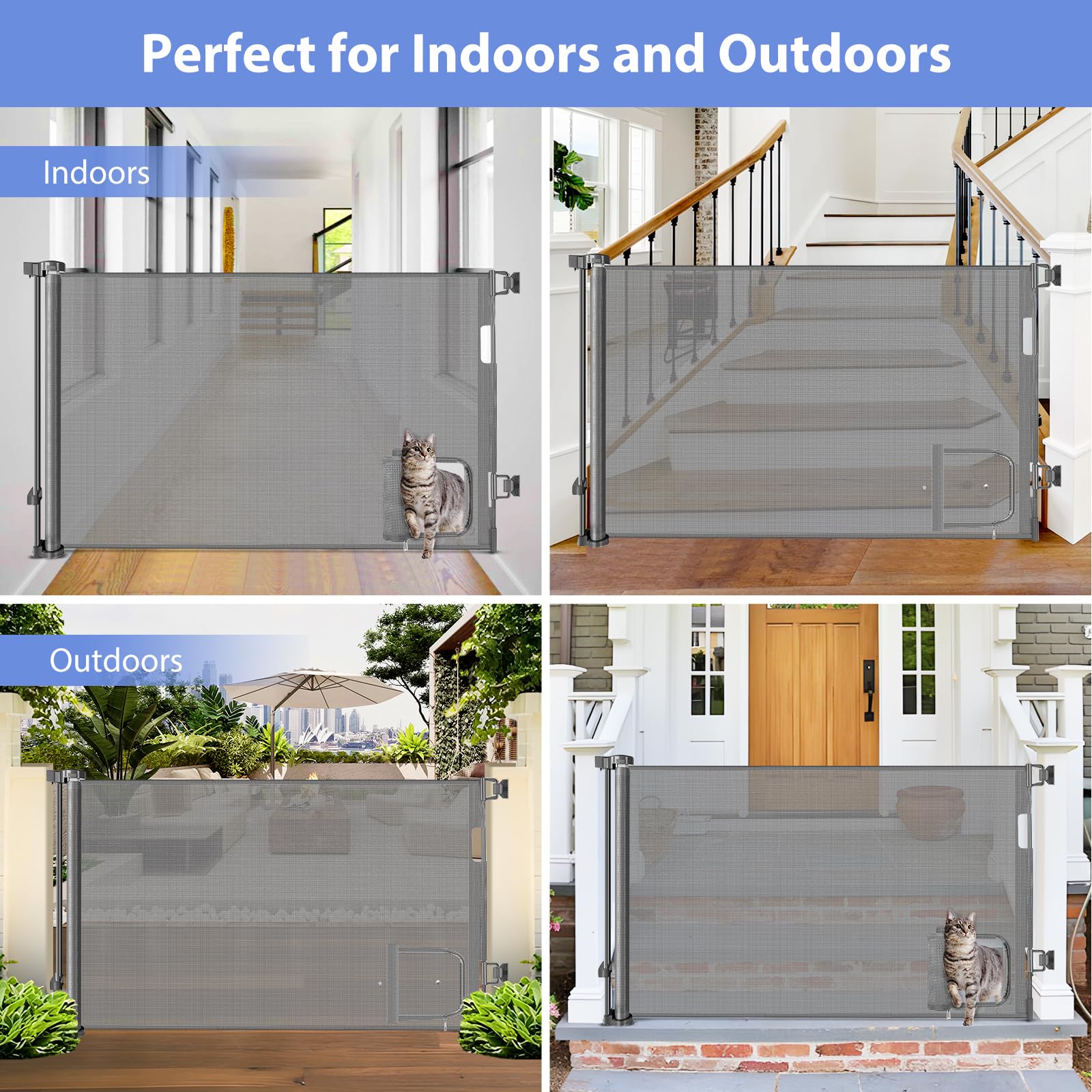 BETERTEK gate shown on stairs demonstrates safe, clearly defined pet zones.
