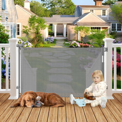 BETERTEK weatherproof dog gate on a gray deck protecting pets outdoors
