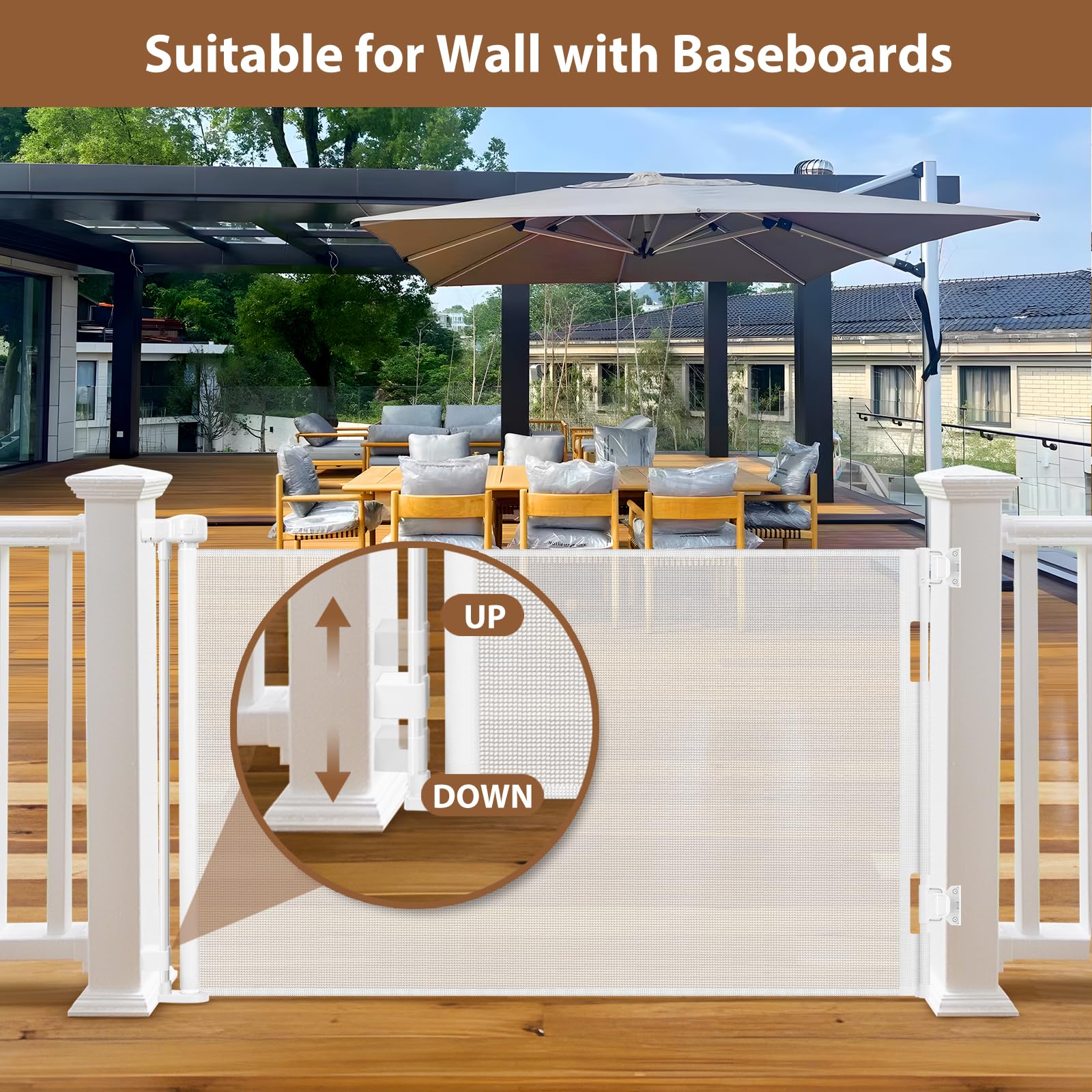 White BETERTEK gate complements modern outdoor spaces.