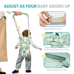 BethBear all-season green walking assist worn by toddler outdoors