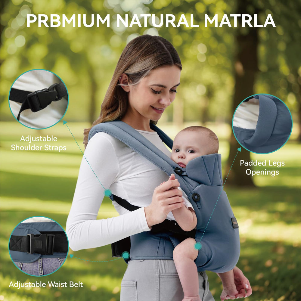 BethBear ergonomic M-shaped design supports hip-friendly alignment for baby.