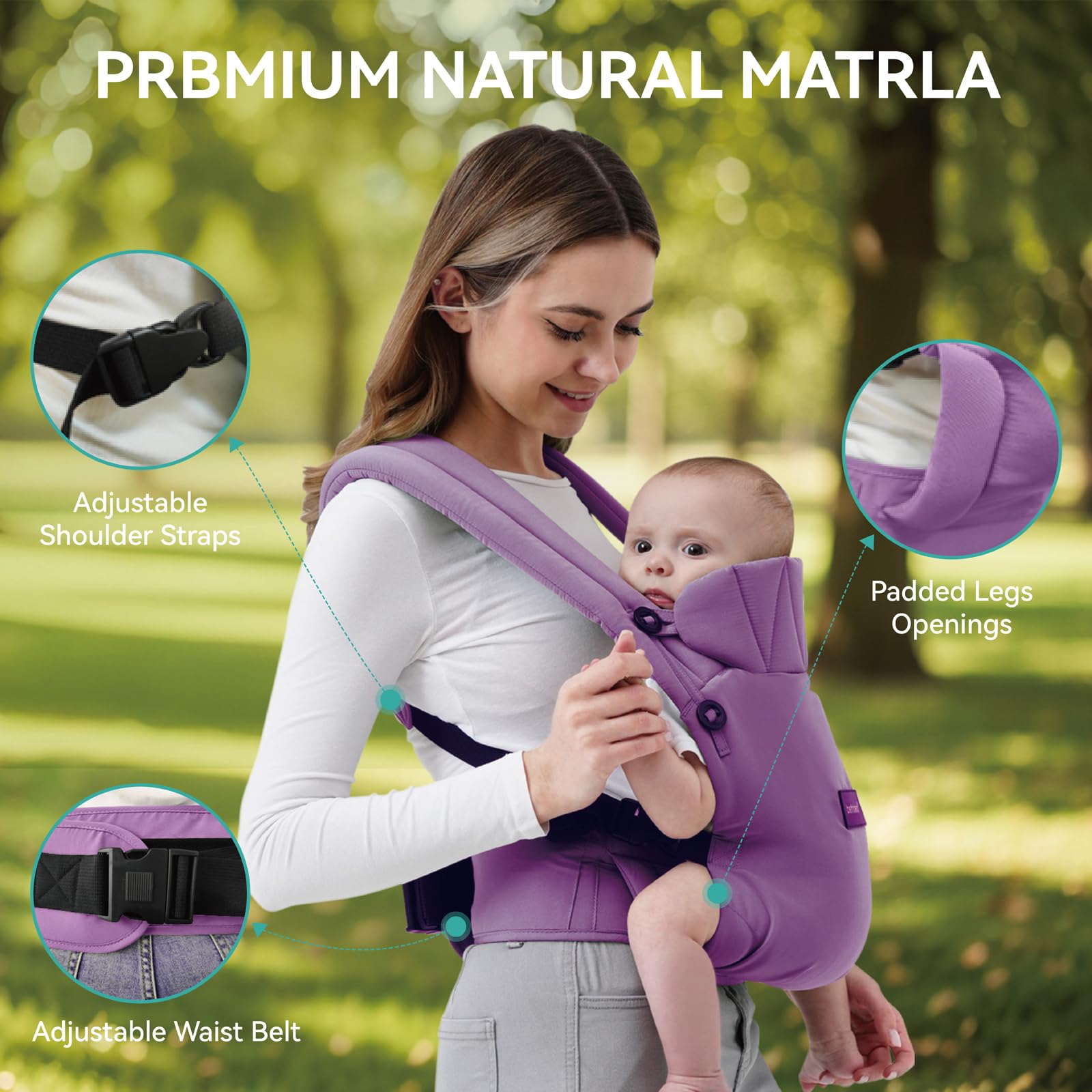BethBear ergonomic M-shape position supports growing baby's hips.