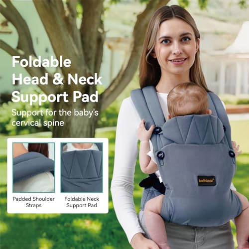 BethBear baby carrier foldable neck support aids peaceful sleep.