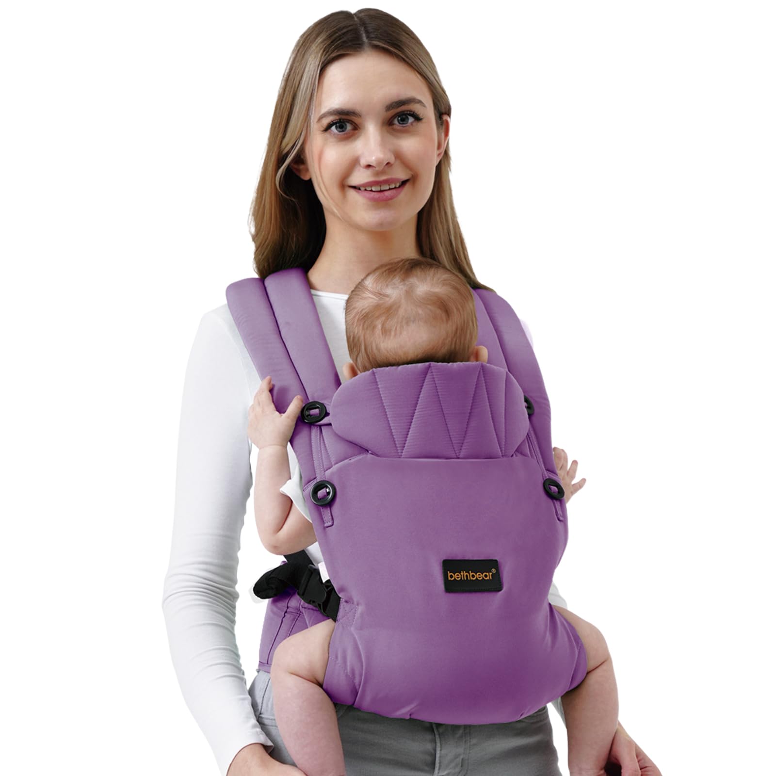 BethBear baby carrier with linen fabric for breathable comfort.