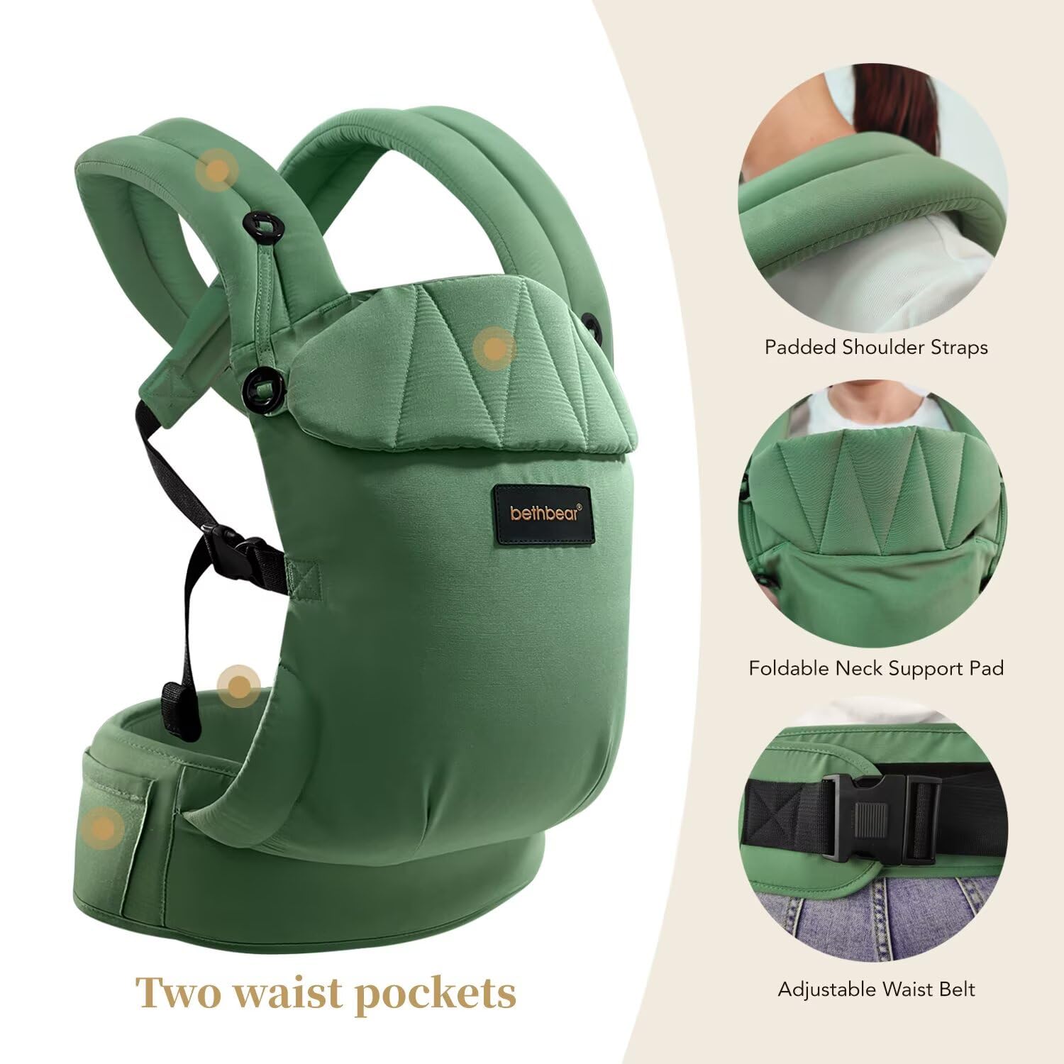 BethBear newborn-to-toddler carrier grows with your child.