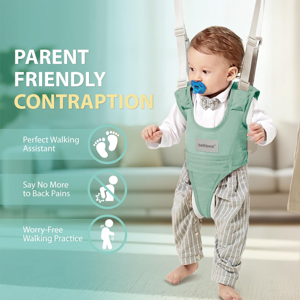 BethBear toddler learning to walk with harness support and stability