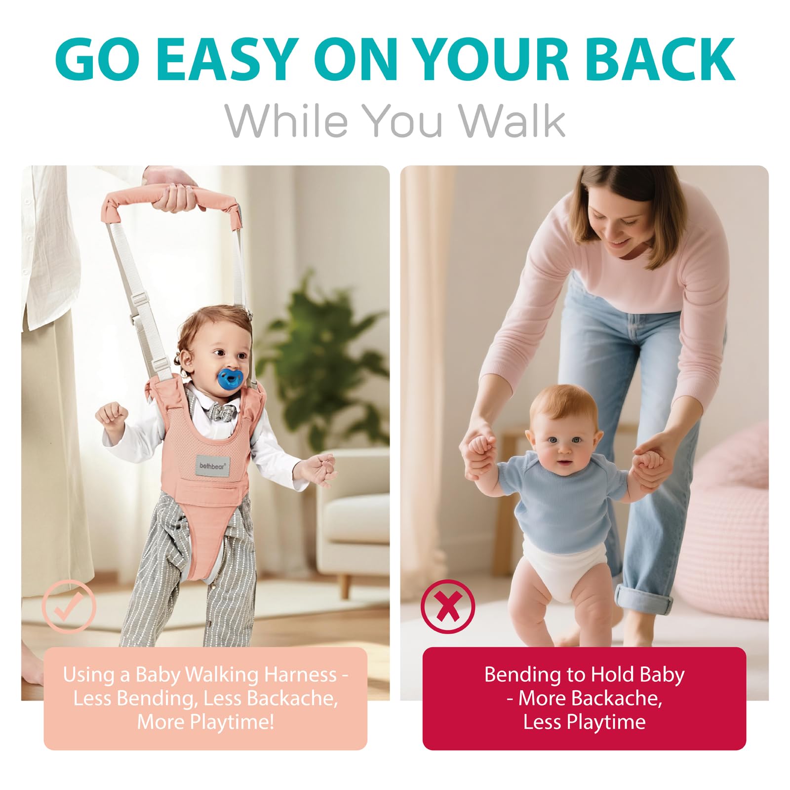 BethBear toddler gains walking confidence with safe guided support