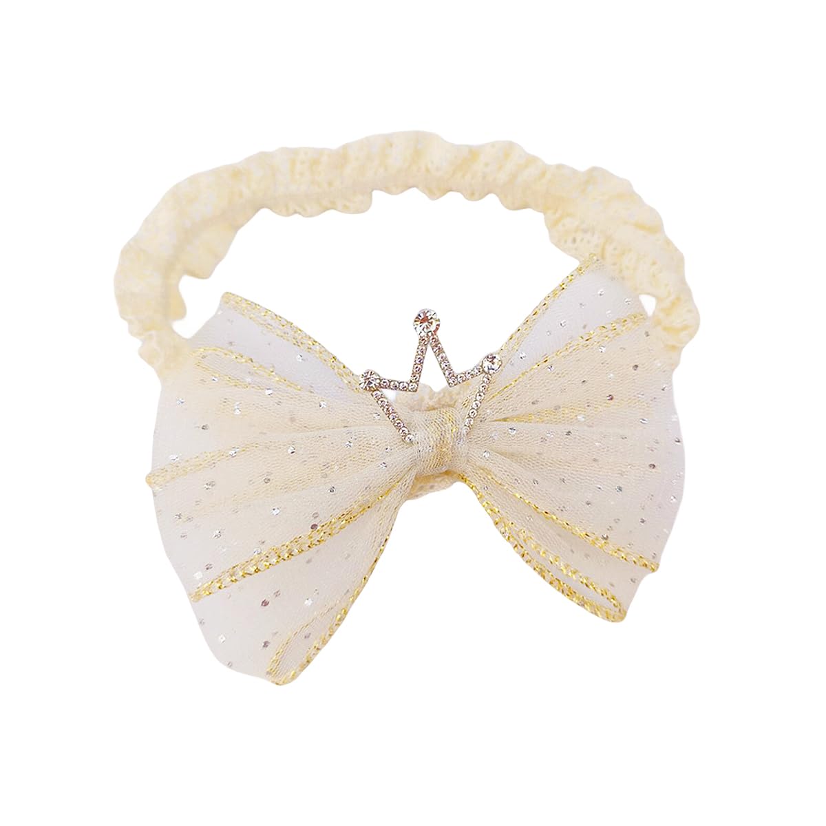 Bethynas baby headband with lace bow in white for gentle daily wear.