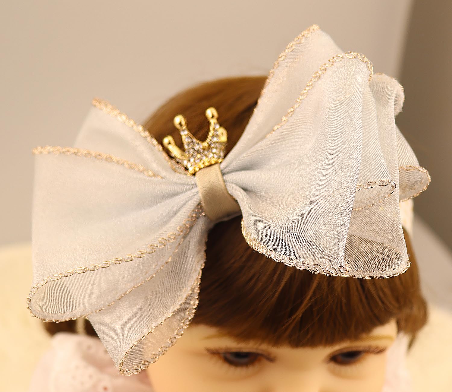 Bethynas gray headband featuring crown lace bowknot for daily wear