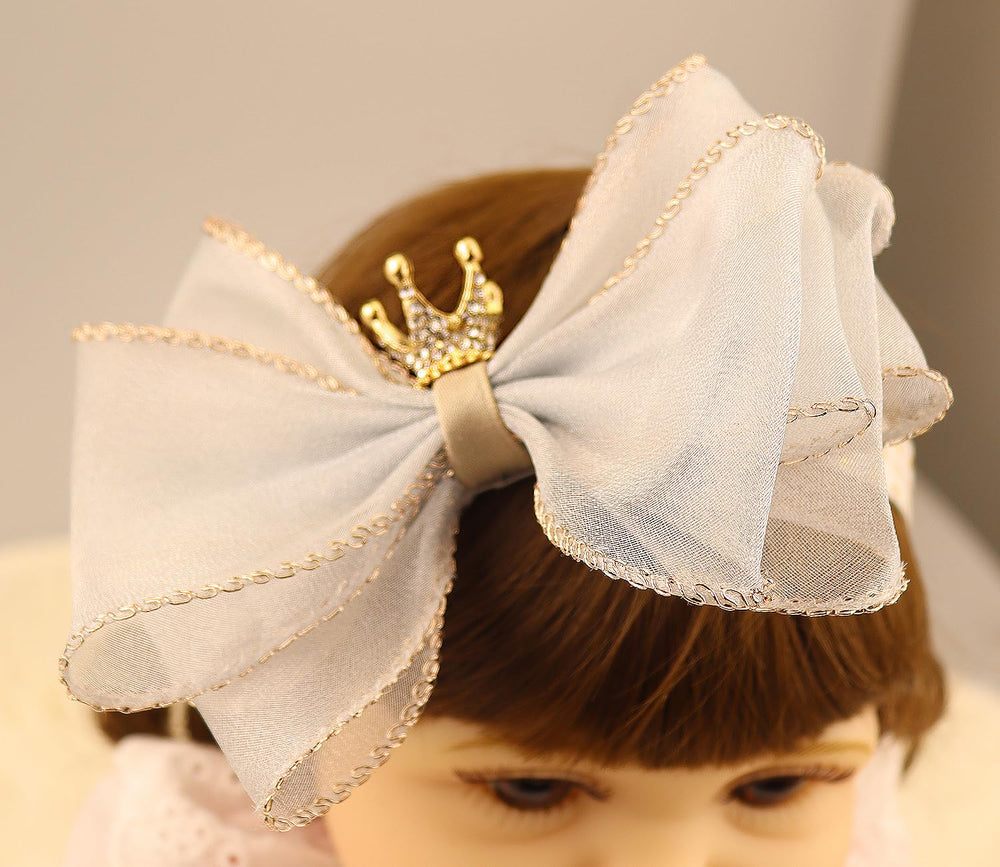 Bethynas gray headband featuring crown lace bowknot for daily wear