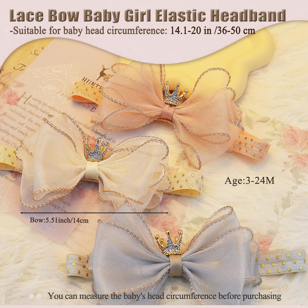 Bethynas gray headband with crown lace bowknot, ideal for newborn portraits