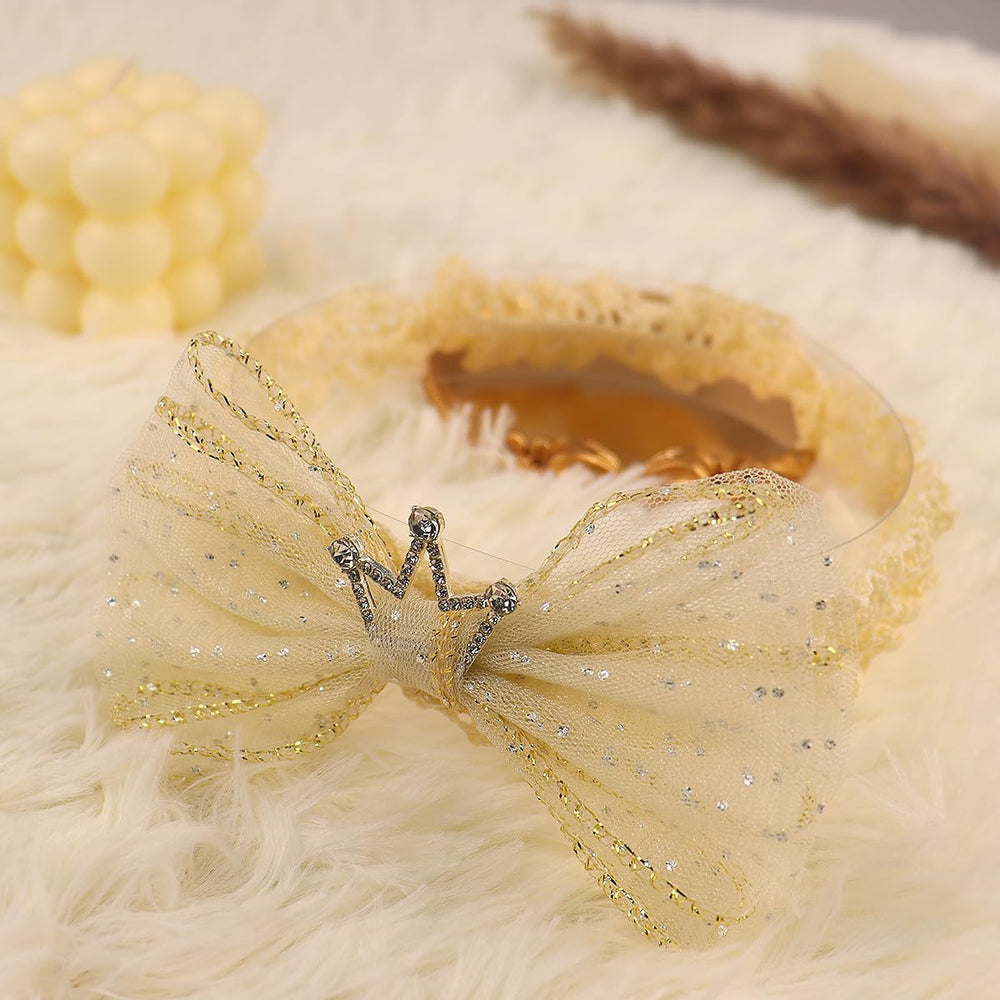Bethynas christening headband in beige adds delicate touch to special occasions.