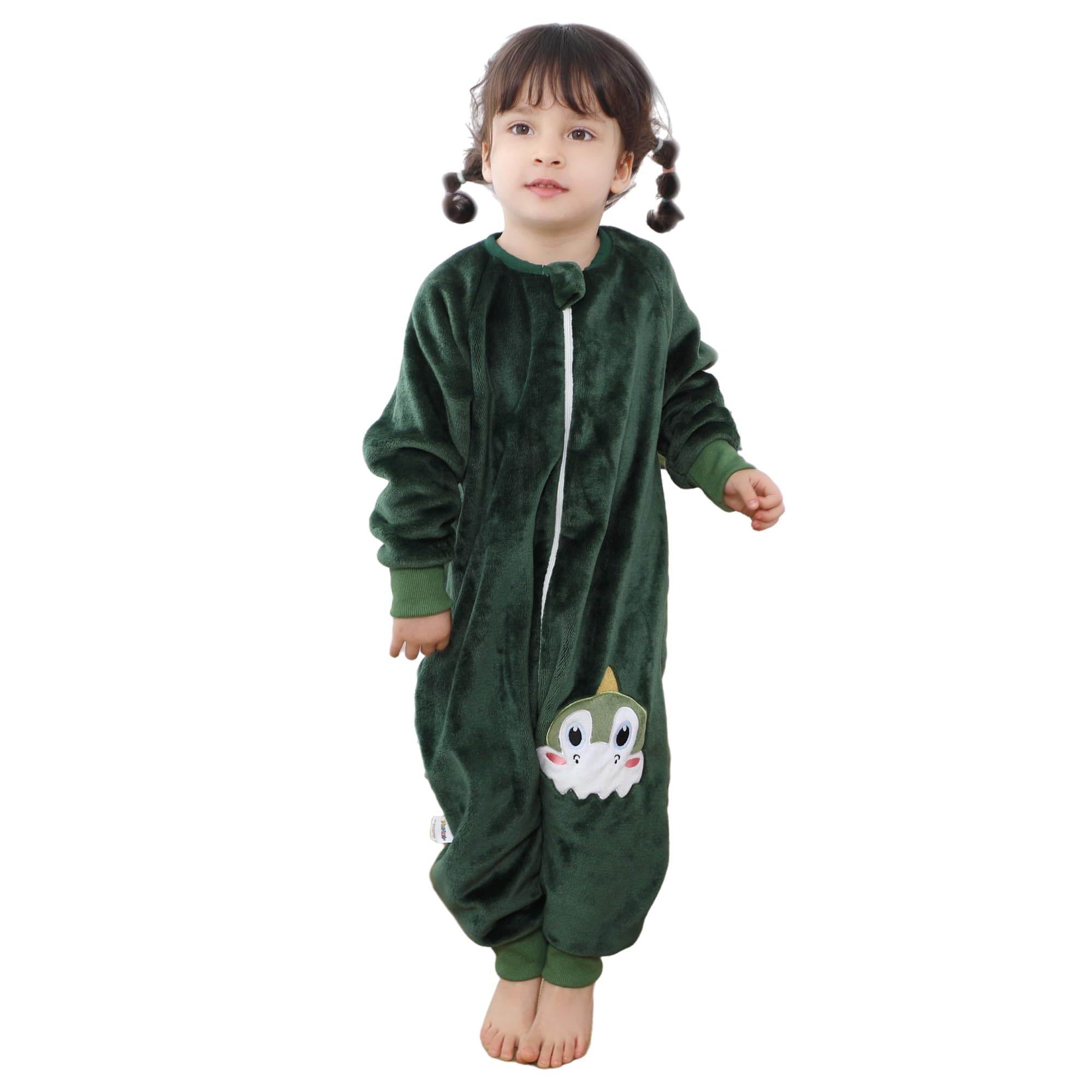 BETTERFUN baby sleeping bag in dark green folded for compact storage and travel