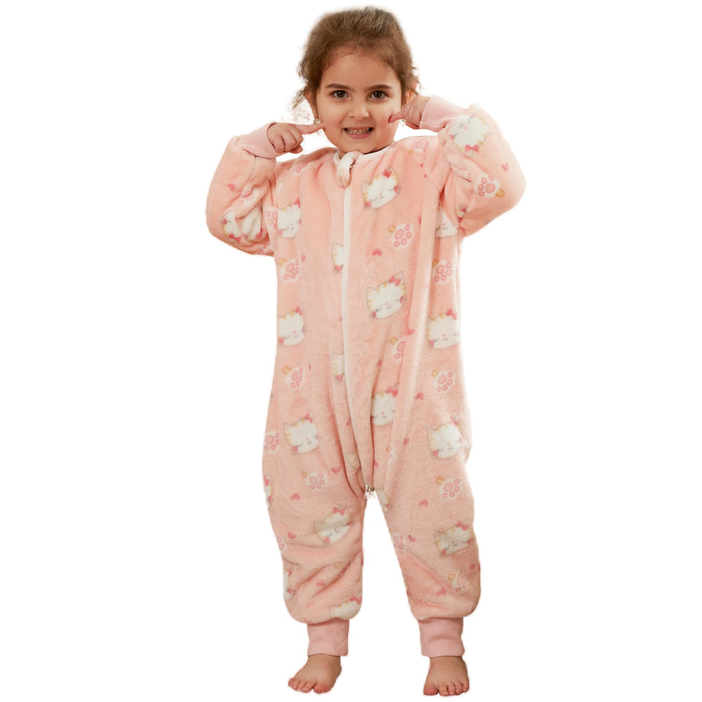 BETTERFUN baby sleeping bag with feet in pink cat keeps baby cozy indoors