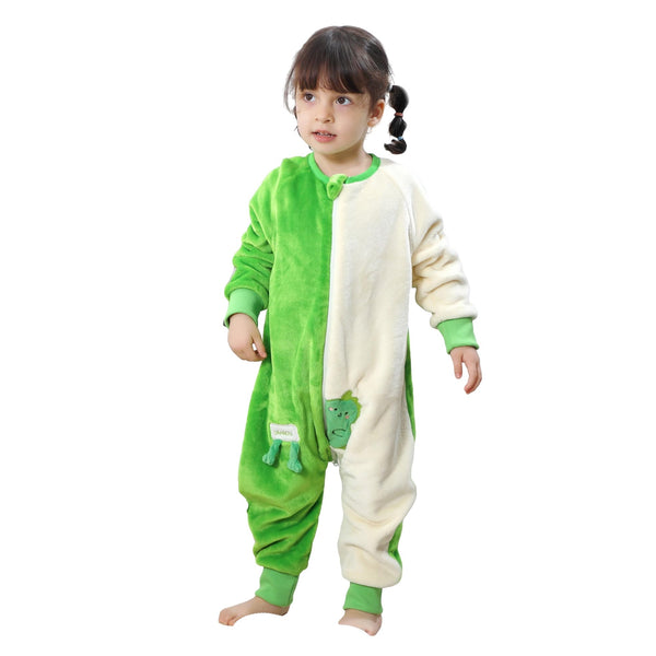 BETTERFUN baby sleeping bag green dinosaur, front view, cozy indoor warmth for naps