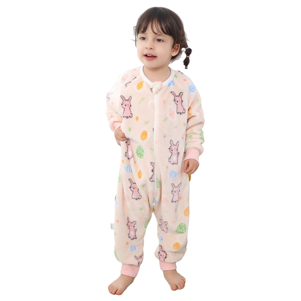 BETTERFUN rabbit-print sleeping bag keeps 18-24 month babies cozy in mild weather.