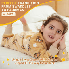 BETTERFUN footed wearable blanket keeps kids warm while sitting or moving.