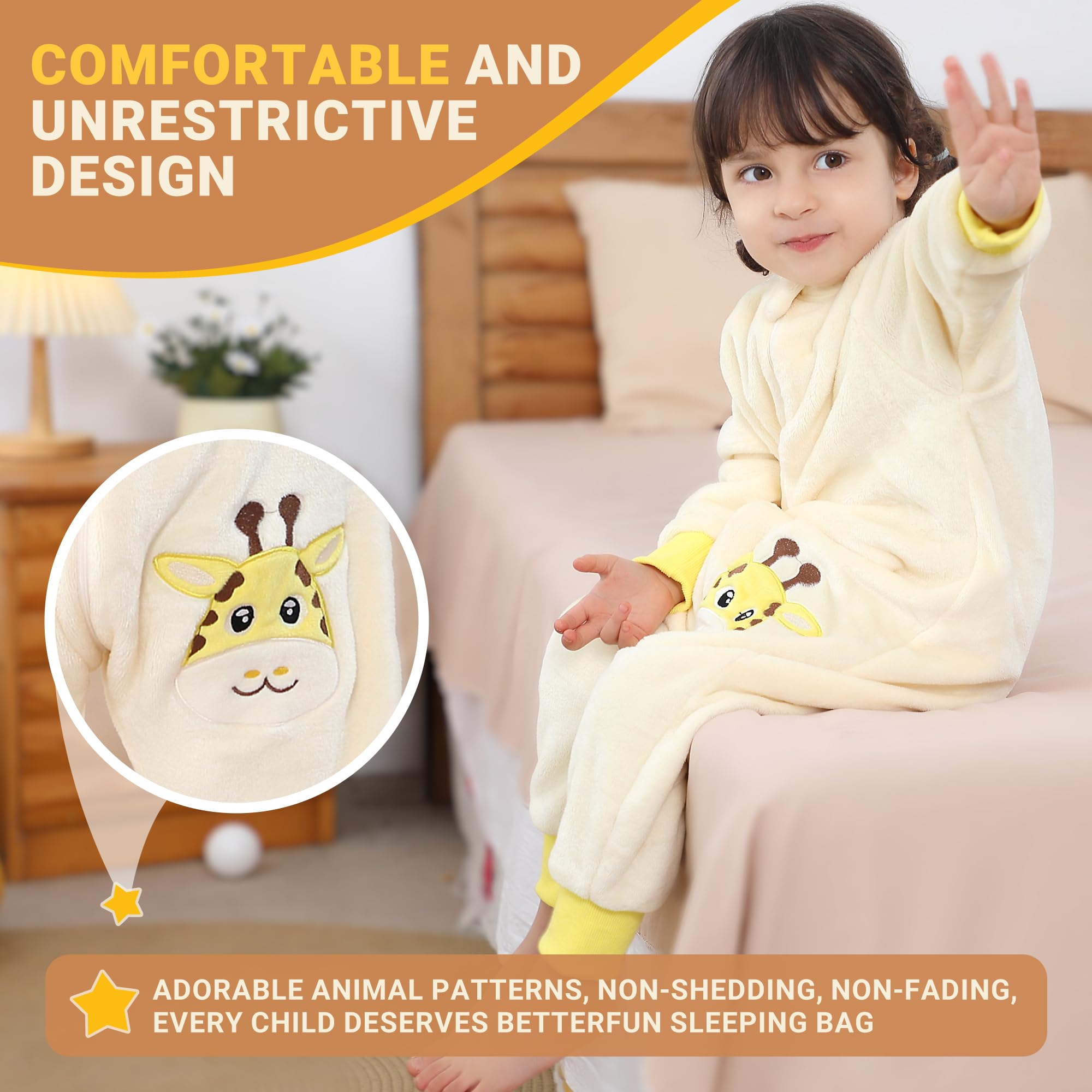 BETTERFUN footed sleeping bag design keeps little ones warm indoors
