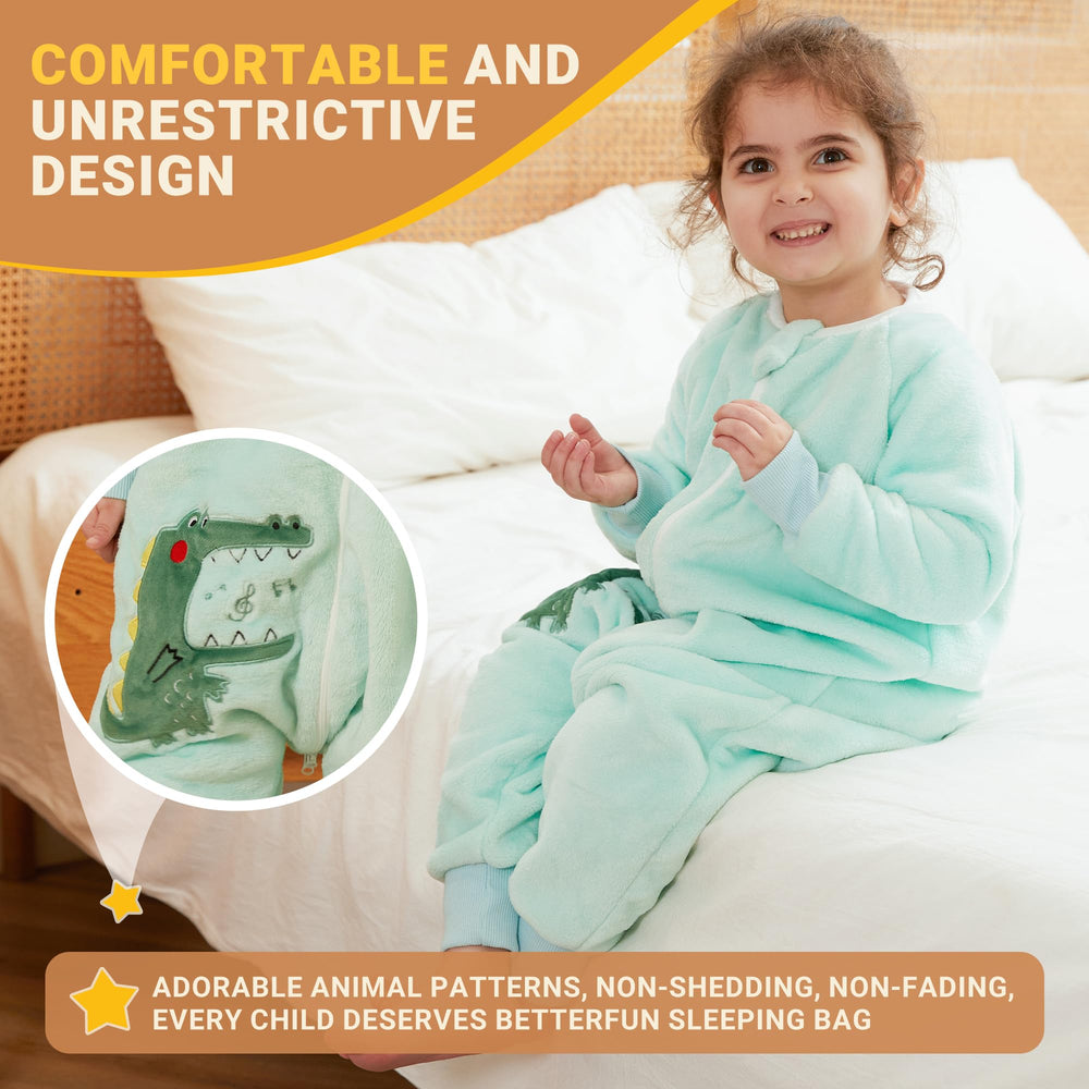 BETTERFUN sleep sack with two-way zipper enables quick diaper changes.