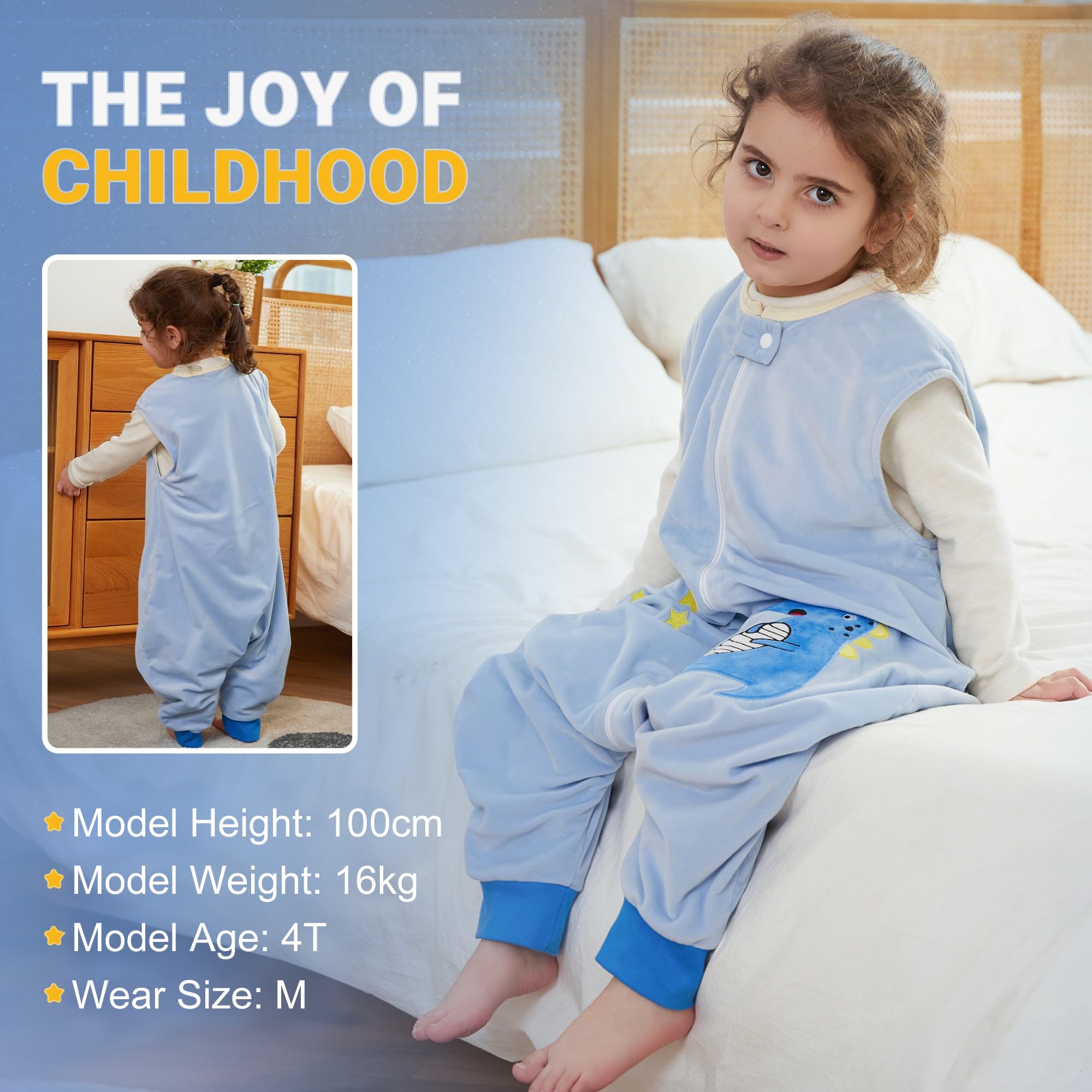 BETTERFUN split-leg design sleeping bag enabling crawling and movement.