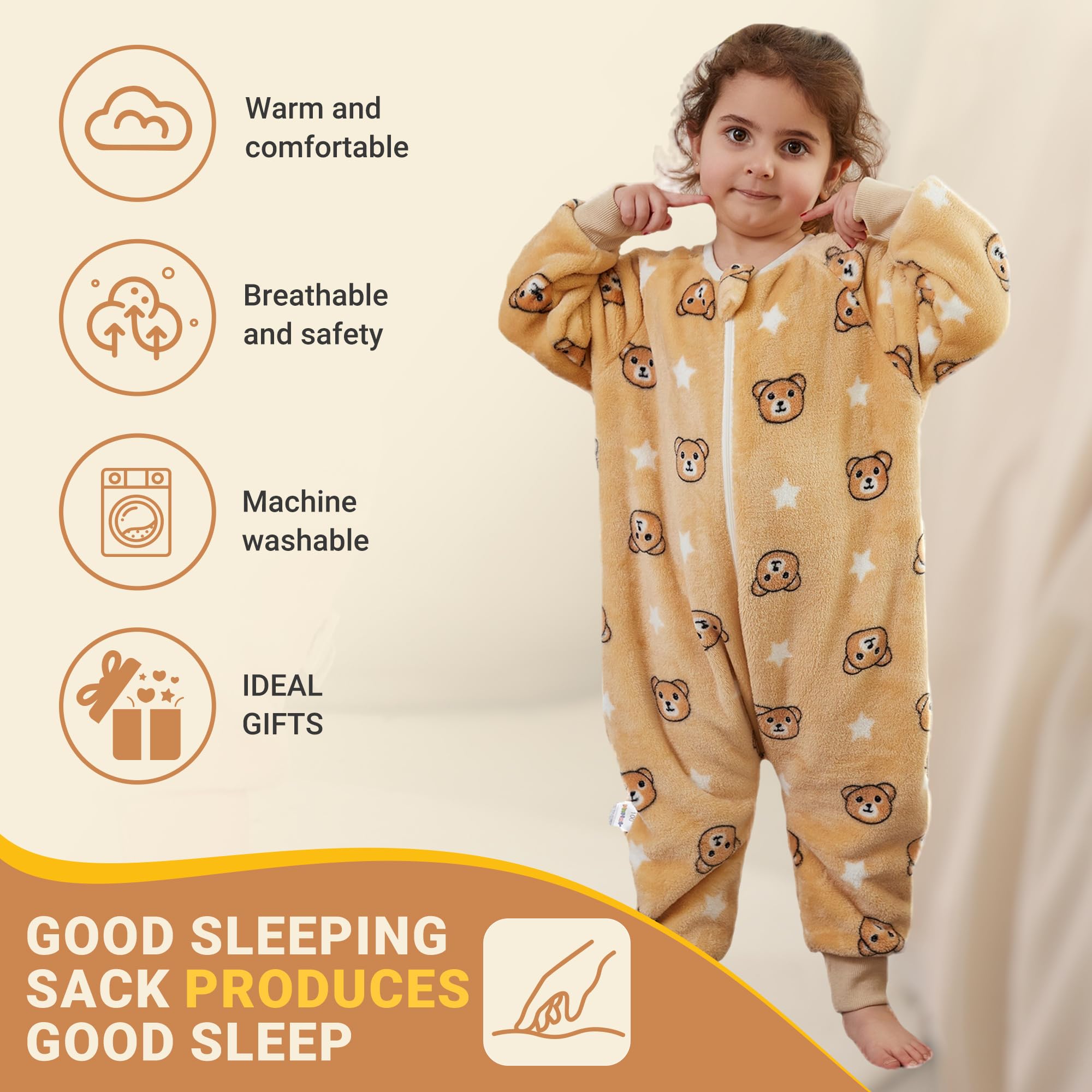 BETTERFUN split-leg design allows crawling in a bear sleeping bag.