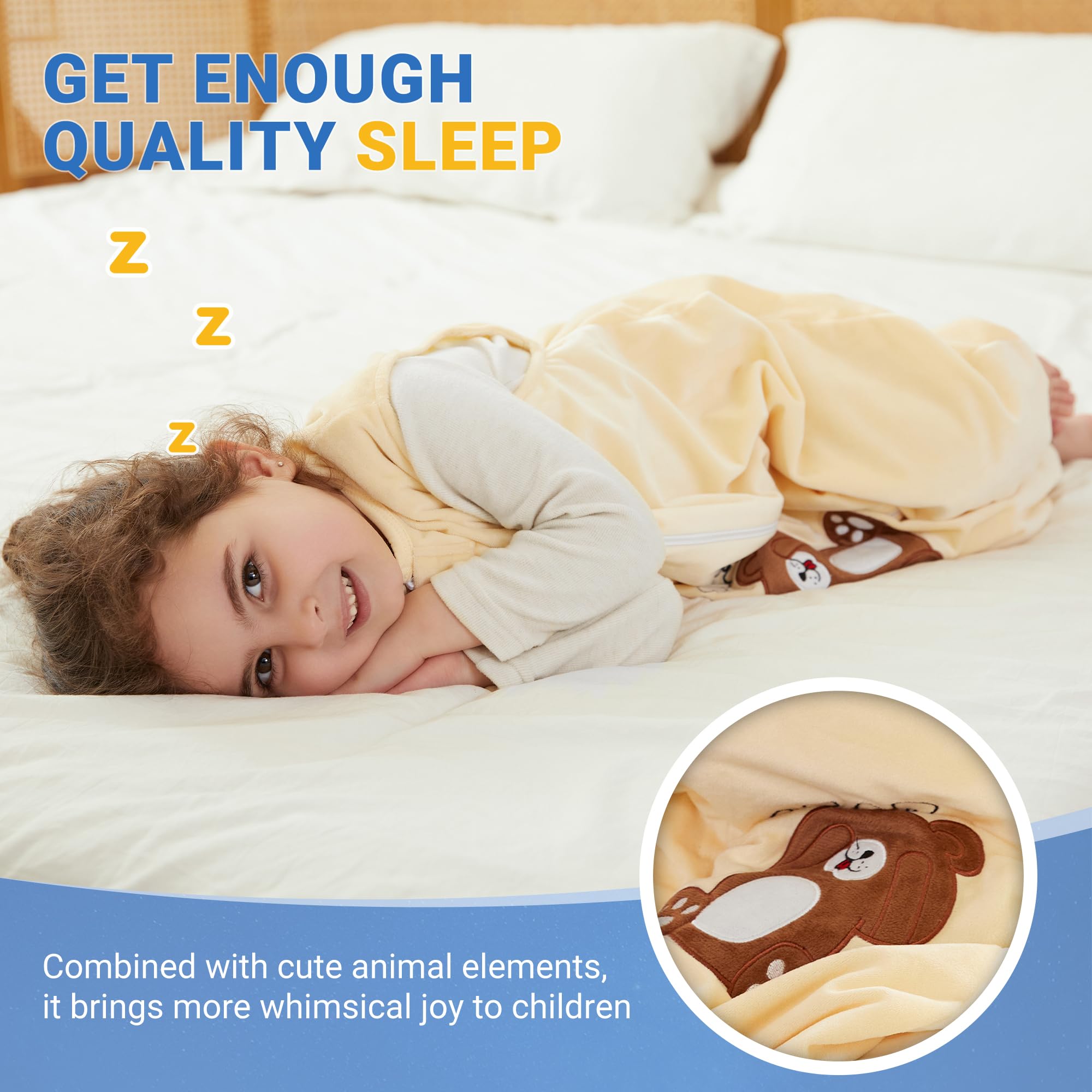 Two-way zipper on BETTERFUN brown bear sleeping sack for quick changes